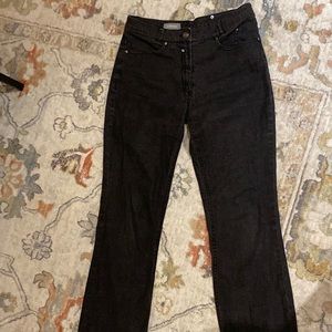Vintage Size 6 dark grey wash straight leg jeans. Mid rise.